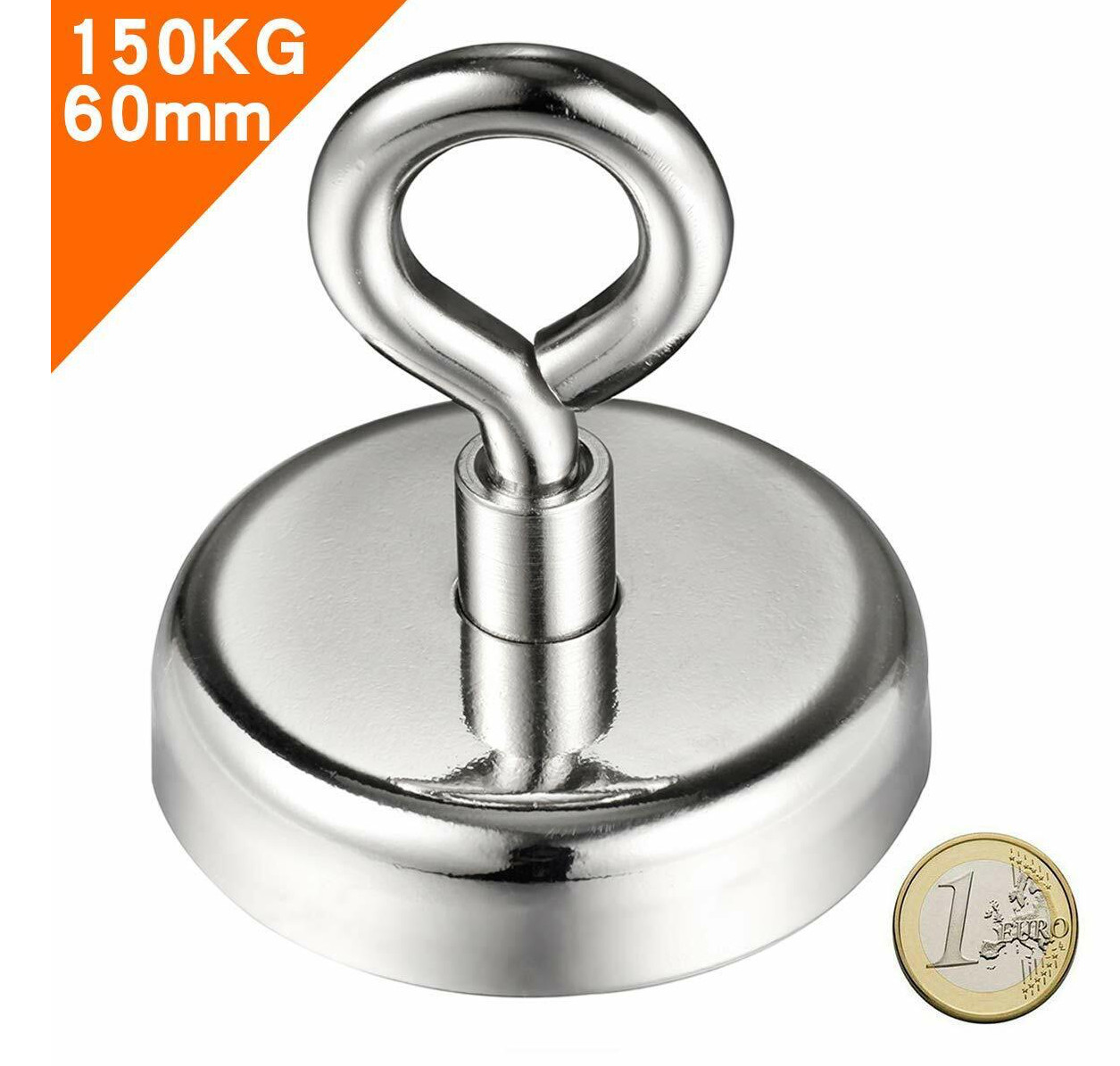 Aimant de pêche puissant néodyme 150kg antichoc et corde tressée 20m