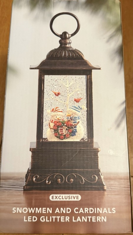 NIB Merry Makers The Paperstore Exclusive Snowman & Cardinals Glitter Lantern 8”