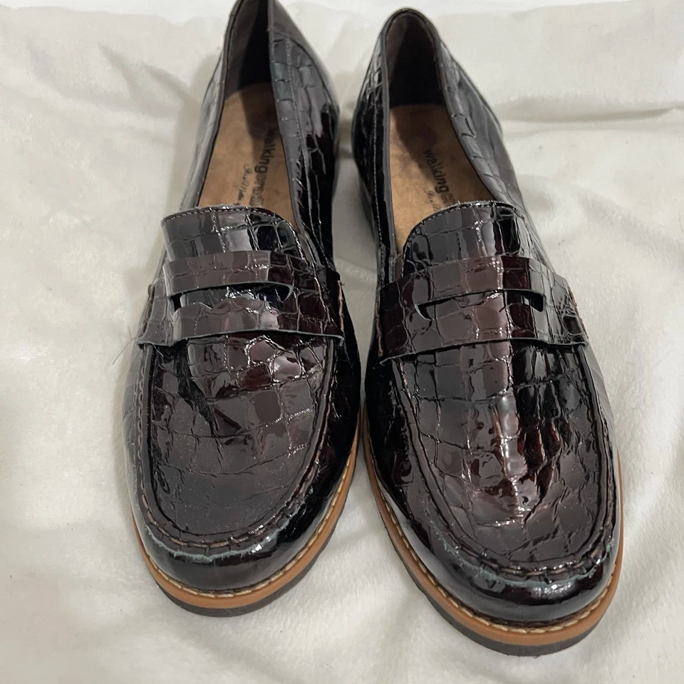 Прогулочные колыбели Winnie 2 лакированная кожа мокасины размер 12 WW коричневая крокодиловая обувь - Изображение 3 из 4