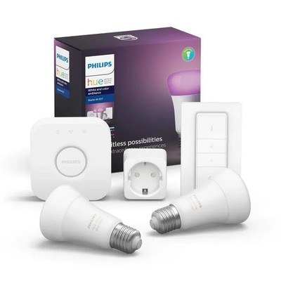 Philips Hue White & Color Ambiance Starter Kit, 2x E27, Plug, Switch & Bridge