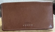 FOSSIL LEATHER CHECKBOOK/WALLET BROWN