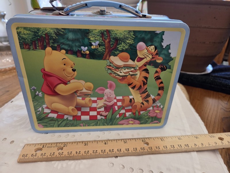 Disney Winnie the Pooh Metal Lunchbox Tin w/ Handle & Latch, Pooh & Tigger