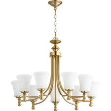 Quorum Rossington 9 Light 31' Chandelier, Aged Brass - 6122-9-80