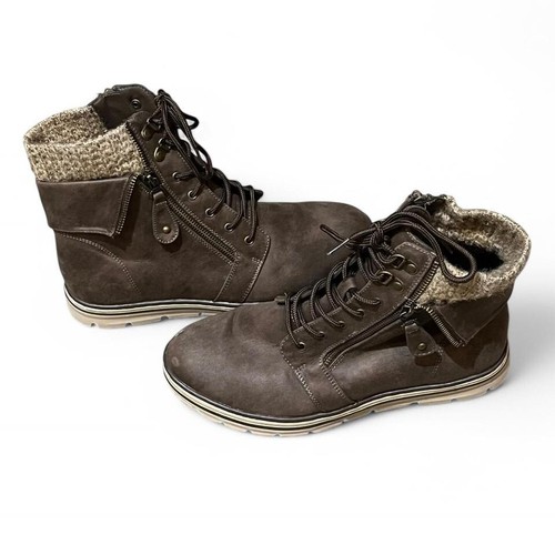 Brown Cliffs women's hiking boots Size 10 Combat fold over zip up Kaylee model
