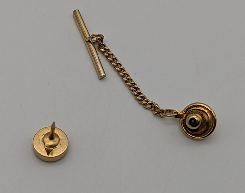Hickok Tie Pin Tack de colección dorado + tonificado ónix con cadena - Imagen 2 de 2