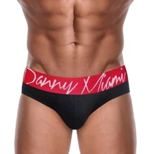 New Men's Sexy DANNY MIAMI Black & Red Brief w/Contoured Pouch - Gay Interest