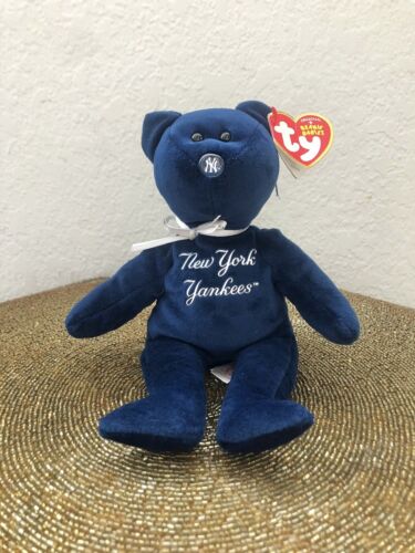 Ty Beanie Baby - NEW YORK YANKEES the NY MLB Baseball Bear (8 Inch) NEW MWMT - Picture 1 of 11