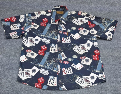 Clearwater Outfitters Size XL Button Up Poker Cards Las Vegas Gambler Shirt