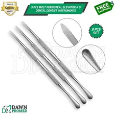 3 Pcs Molt Periosteal Elevator #9 Double Ended Allen Dental Instrument German Gr