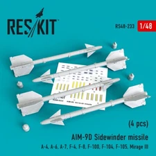 1/48 Reskit RS48-0233 AIM-9D Sidewinder missile (4 pcs)
