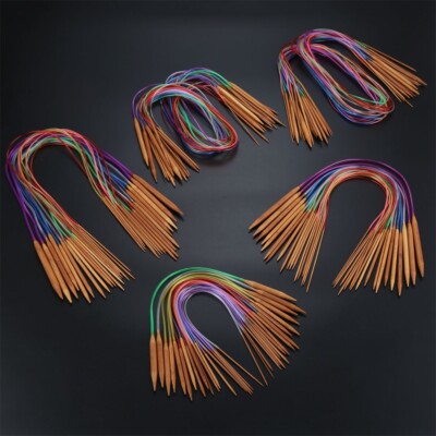 18pcs/set Carbonized Circular Knitting Needles Bamboo Sewing Tools 40cm-120cm