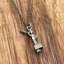 VTG Statue of Liberty Solid Sterling Silver 925 Charm Pendant 18" Necklace 3.45g