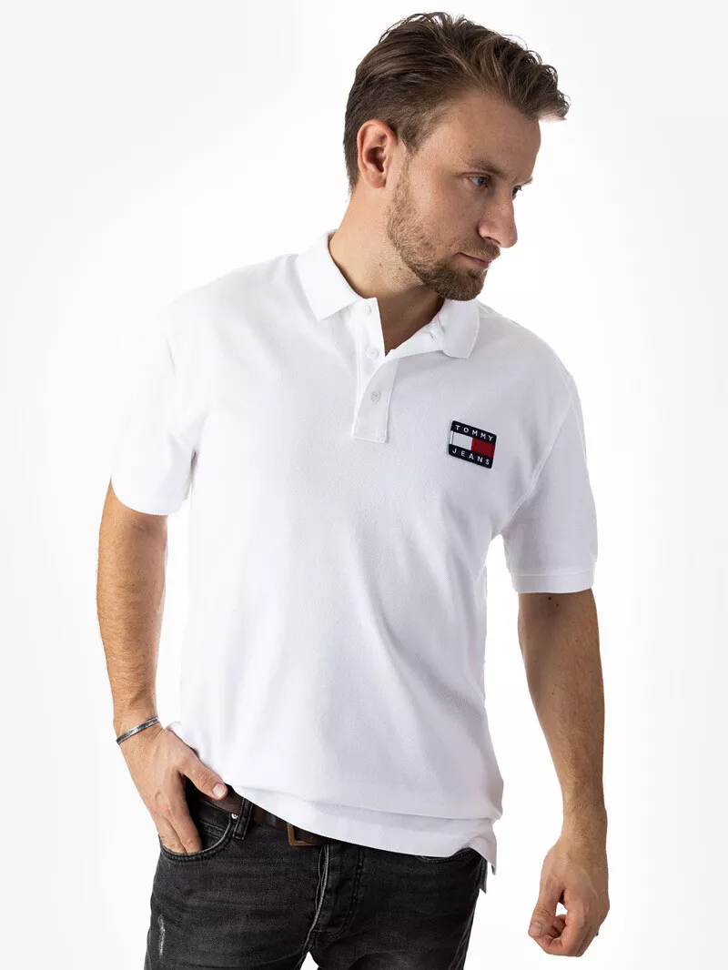 NWT Men's Tommy Jeans Hilfiger REGULAR FIT SHORT-SLEEVE BADGE POLO XS S M L  XL | eBay