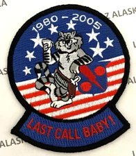 US NAVY VF-11 TOMCAT FIGHTER SQ. RED RIPPERS 1980-2005 LAST CALL BABY PATCH (N7)