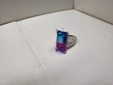 Multicolor Midnight Fuchsia Triplet Quartz Rhodium Over Silver Ring 10.73ct sz-8