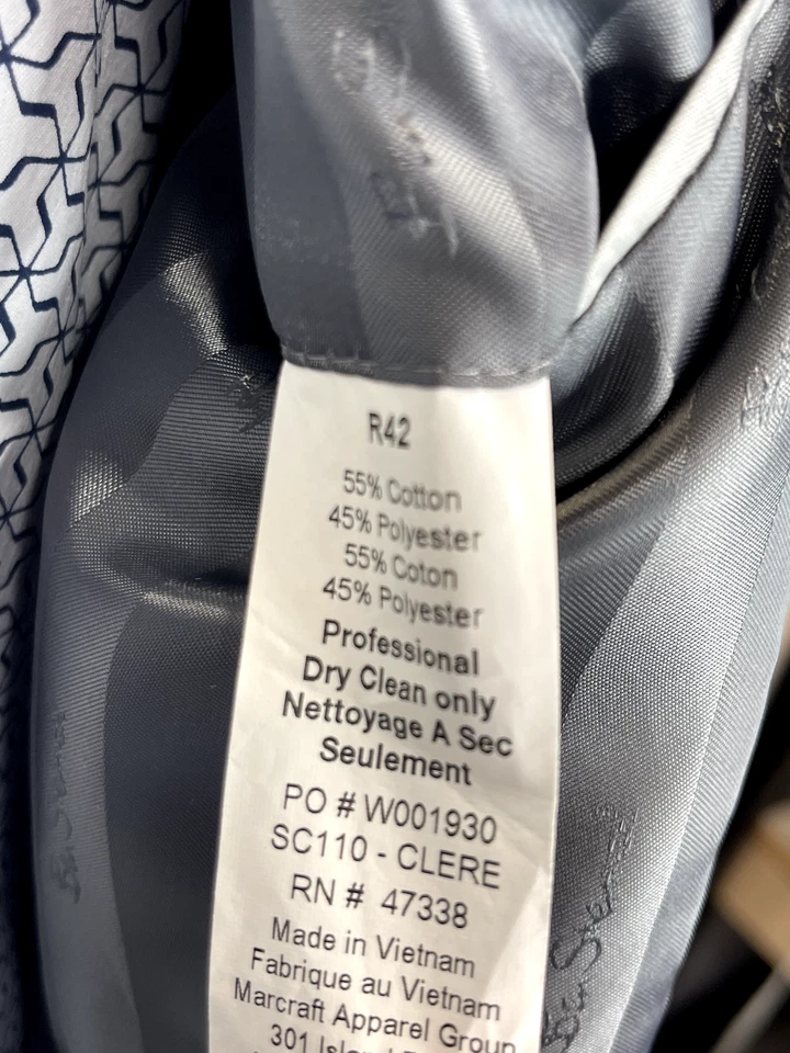 BEN SHERMAN MENS 42R GRAY COTTON BLEND SPORT COAT BLAZER - Image 4 of 4