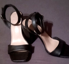 A NEW DAY BLACK STRAPPY 3'CHUNKY SANDALS buckle close/ankle strap 6.5 M US