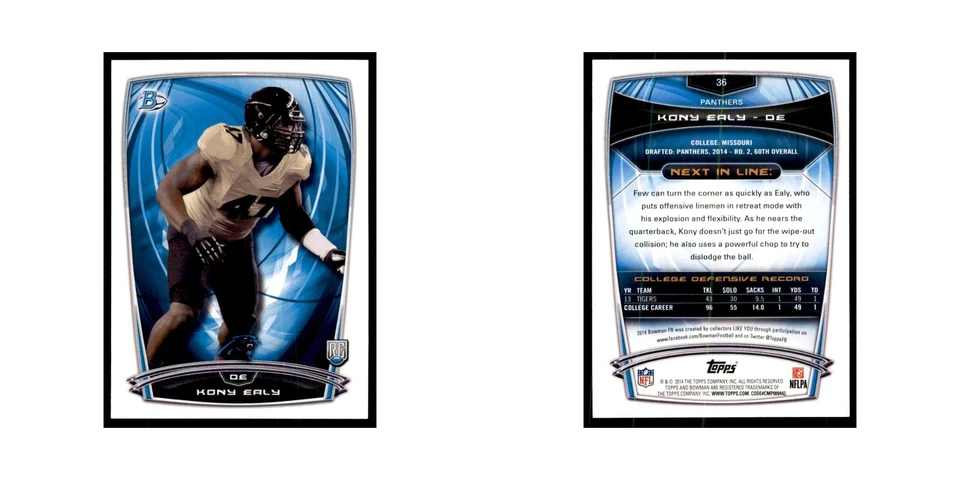 2014 Bowman Kony Ealy RC Football Cards #36 - Image 3 of 3