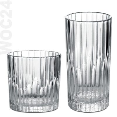 6 x Longdrink Glas Gläser Cocktail Whisky Cola Saft Trink Wasser Streifen-Relief