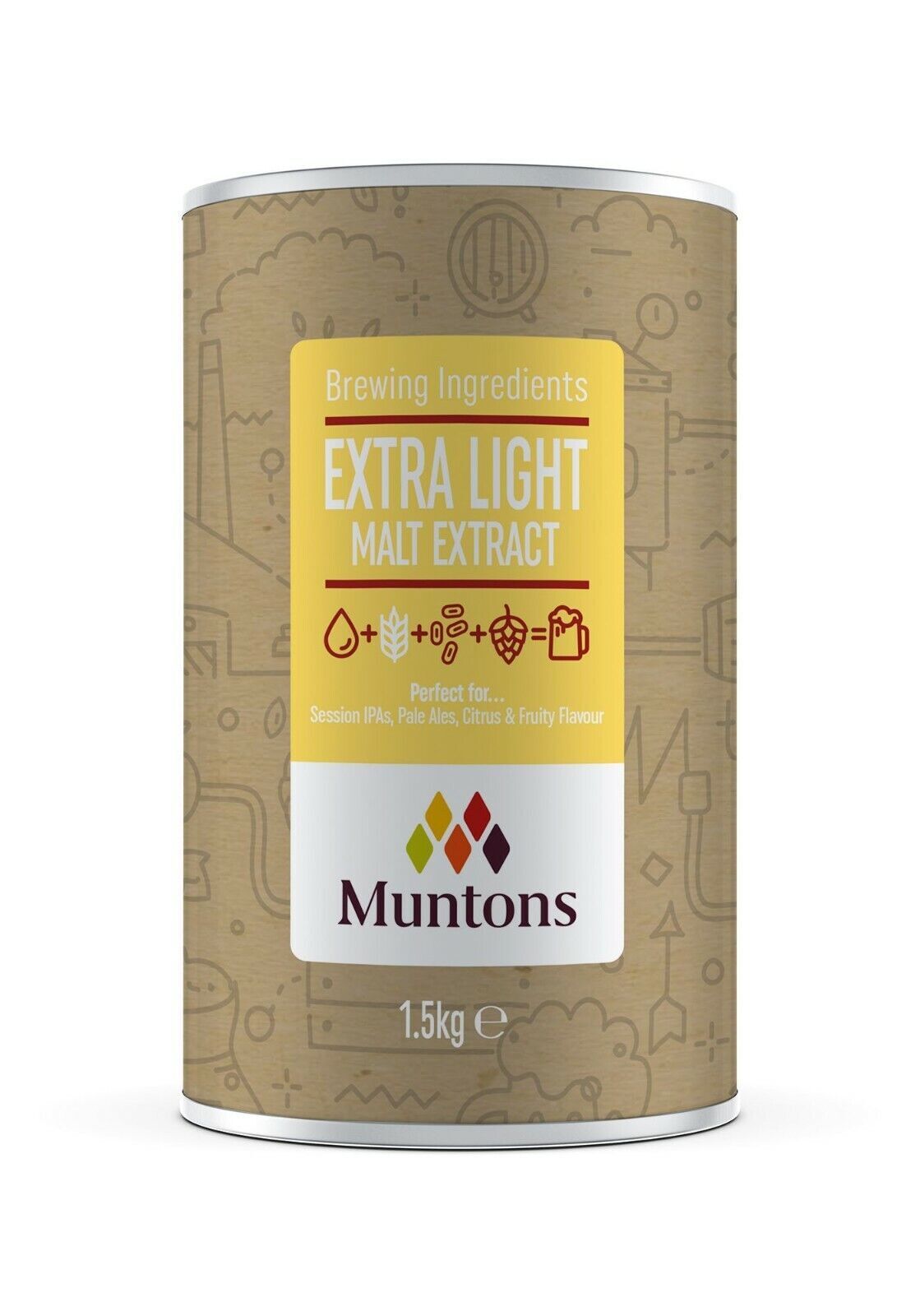 Muntons EXTRA LIGHT Malt Extract Liquid 1.5Kg Pale Ales Citrus Homebrew Beers