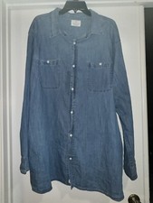 Big  Tall Light denim button up shirt 2XL Plus Size