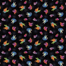 Laurel Burch Fantasticats Birds Y4346-3 Black Fabric