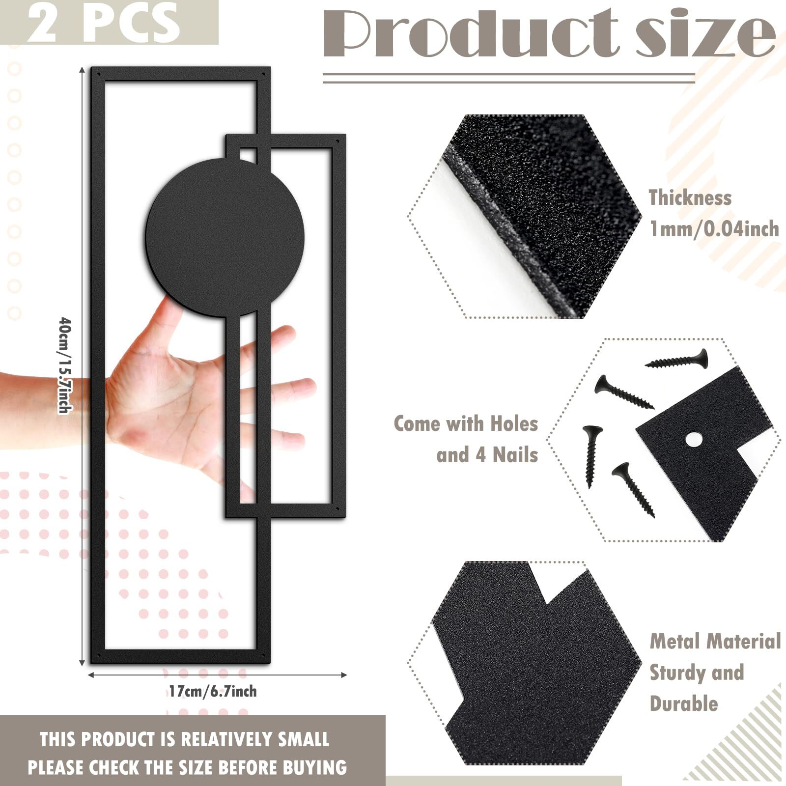 Metal Abstract Wall Art - Minimalist Geometric Decor for Living Room & Bath