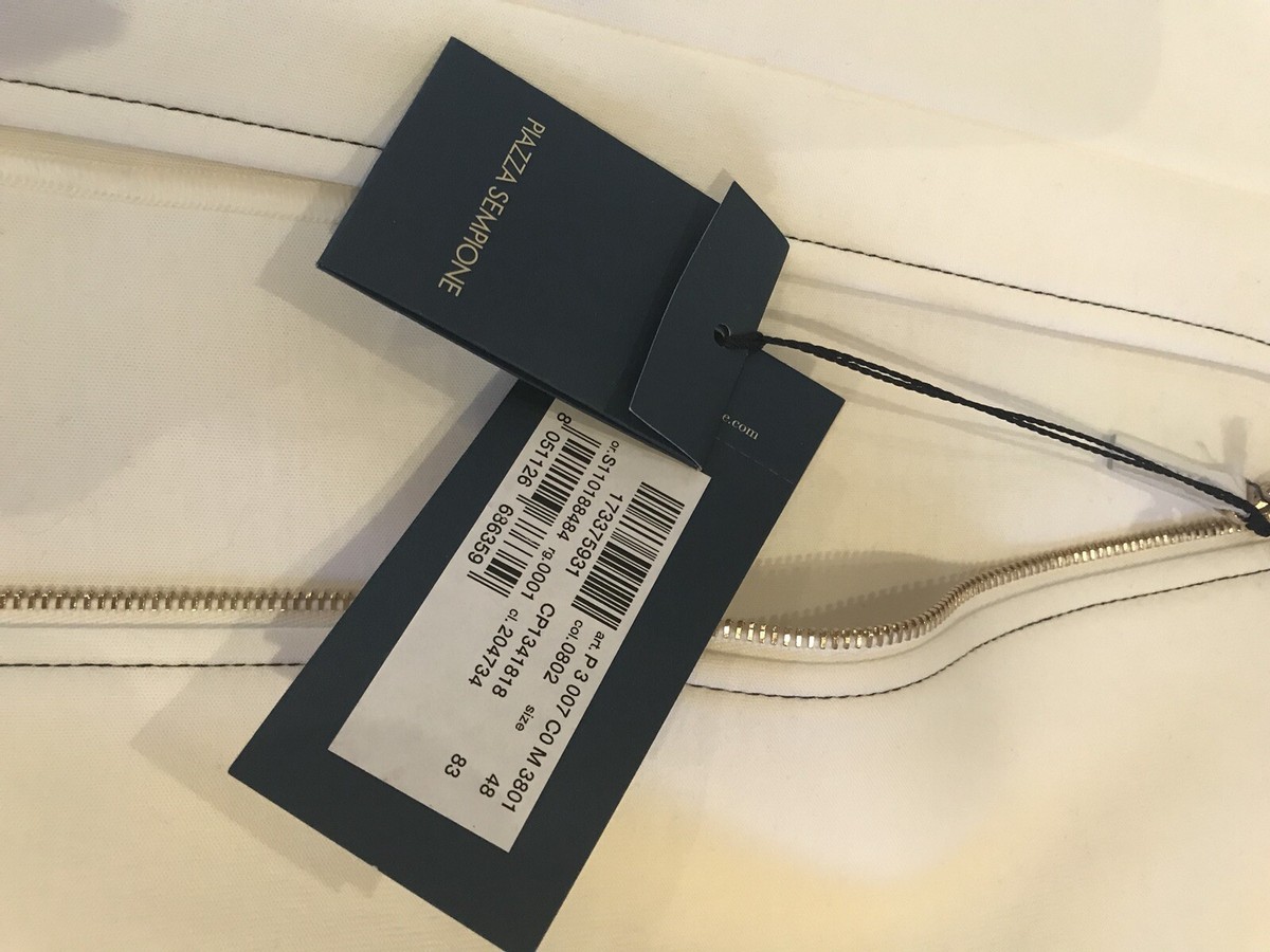 Manteau Sport Chic Blanc Piazza Sempione - Taille 48 US (L/XL), Ceinturé - Coton Et Cachemire - Neuf Avec étiquettes