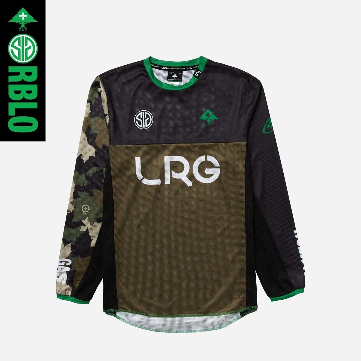SIG x LRG Mens Military Green RBLO Long Sleeve Racing Jersey NWT L 