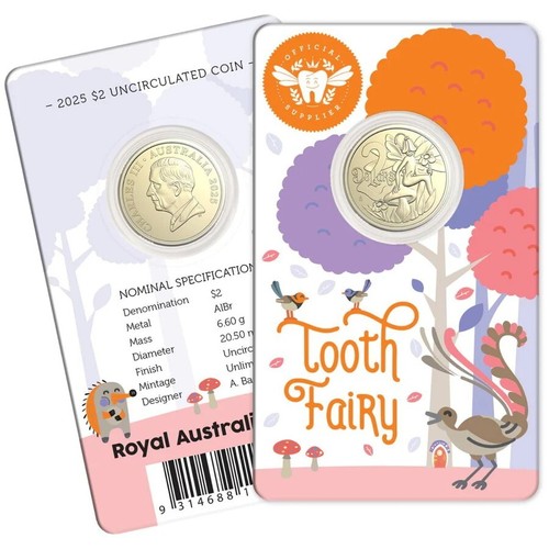2025 Australia Tooth Fairy $2 Uncirculated Coin - Carded - Bild 1 von 3