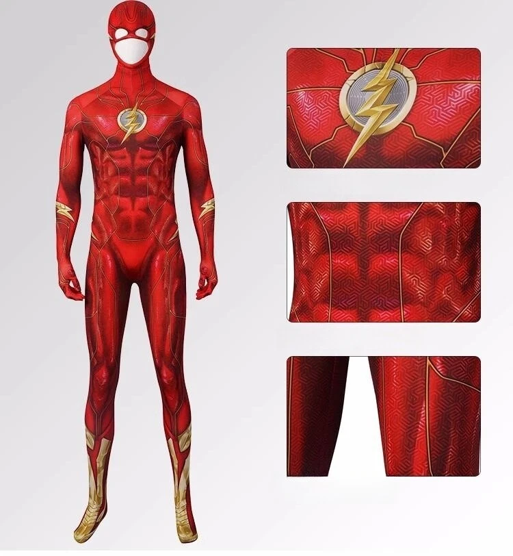 Body The Flash Barry Allen Disfraz Medias Halloween Anime Película Rojo Foto 4 de 4