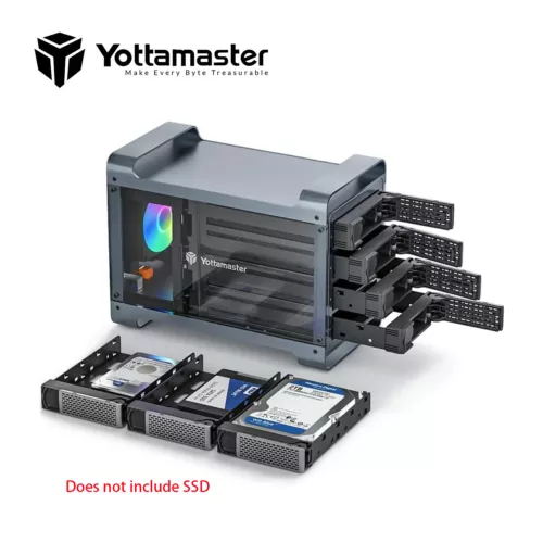 Yottamaster RGB 4 Bay Festplattengehäuse USB 3.0 für 2,5" 3,5" SATA HDD SSD - Bild 1 von 8