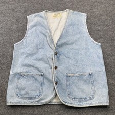Vintage Guess Jeans Denim Vest Mens XL Blue Acid Wash Workwear Utility 1980s USA