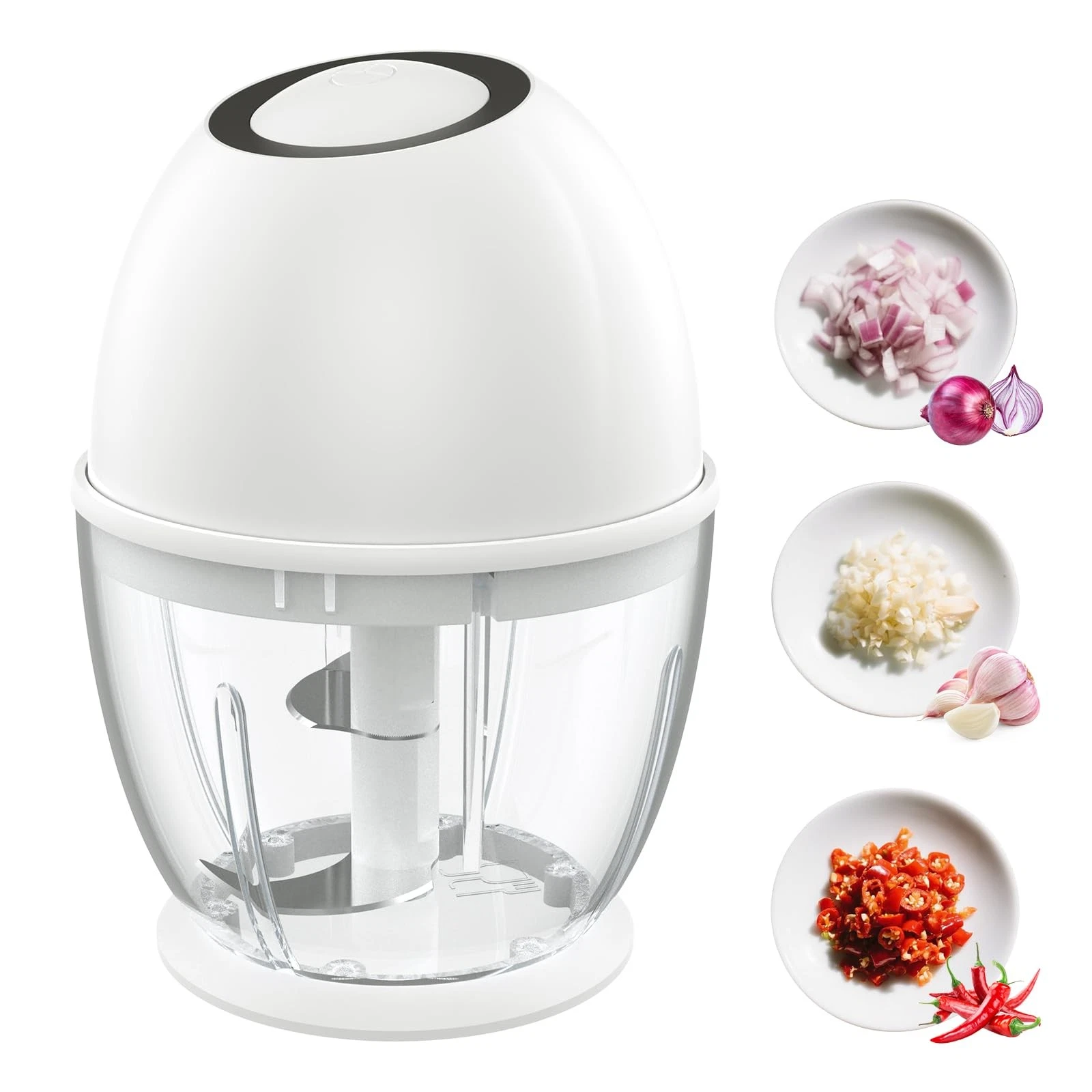 Portable Electric Garlic Chopper, 450ML Large Volume Cordless Mini Food Proce...