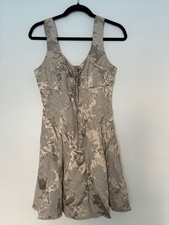Vintage 90s Romantic Renaissance Lace Up Jacquard Floral Satin Mini Dress Small