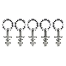 5Pcs Long Shoulder Lifting Eye Bolt with Washers, Nut Stainless Steels Eye Bolts
