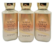Bath & Body Works LOT of 3 Bottles Warm Vanilla Sugar Body Lotion Cream 8 oz