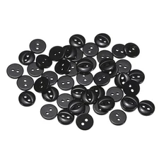 50pcs Black Round Sewing Buttons 10mm Resin 2 Hole Fish Eye Craft Button
