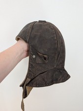 Flieger- oder Oldtimer- Lederhaube Fliegerhaube Lederhelm Militaria Cabrio Mütze