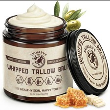 Beef Tallow for Skin, 100 Organic Grass-Fed Whipped Beef Tallow Honey Balm,