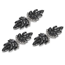 3Pcs Rhinestone Applique, Rhinestone Flower Sew on Sewing, Gray
