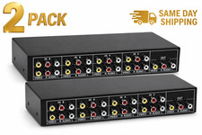 2 Pack 8 Port RCA AV Switcher Box Composite Video Audio Selector 8 In 1 Out