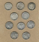 (10) 90% Silver Roosevelt & Mercury Dimes. (C33)