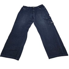 Vintage GerZ Wide Leg Cargo Jeans Men's 42 Dark Wash Baggy Y2K Skater Denim