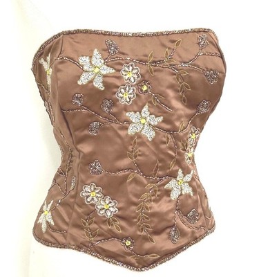 JASDEE Vintage Bustier Corset Hand Work Beaded Embroidery On Satin Style F3155
