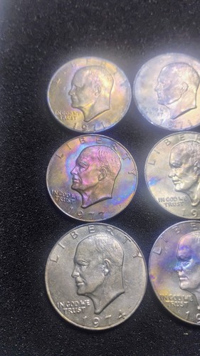 Twelve Eisenhower Silver Dollars No Mint Mark Highly Detailed 1971, 1974 & 1977 - Picture 2 of 22