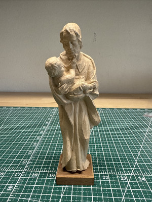 8  Wooden Stone Finished Saint Joseph Holding Child Christian Art Sculpture