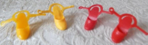 Vtg  Superstar BARBIE - Squishy ANKLE Strap Heels - 2 Pr  Yellow- Red  FREE SHIP