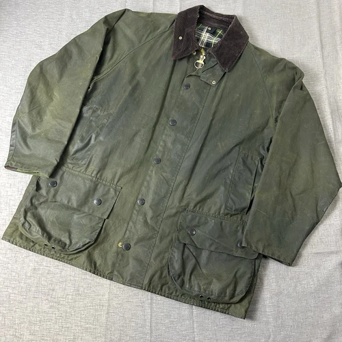 Barbour Vintage A150 Beaufort Wax Jacket C42 Large Sage Green 90s Waxed Country