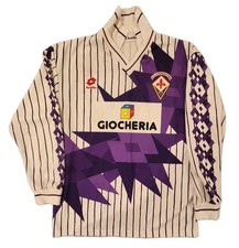 Fiorentina Lotto 1991-92 White Away Calcio Soccer LS Jersey Mens Large Blokecore